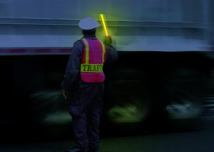 Kontrolle der LKW Ladung durch die Polizei