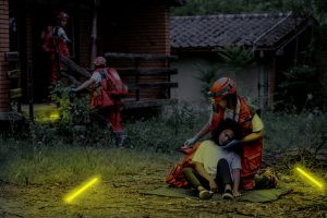 Kennzeichnung von Bereichen durch Feuerwehr bei Notfalleinsätzen