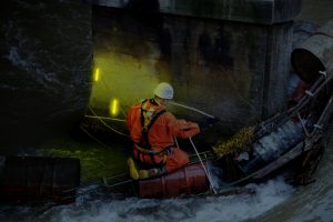 Rettung durch Feuerwehr bei Überschwemmungen, Hochwasser