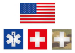 reflektierende Fahne oder Kreuzzeichen medizinische Hilfe