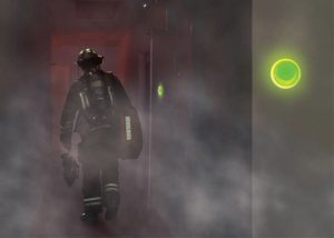 runder leuchtender Marker für Evakuierung leuchtenden Weg